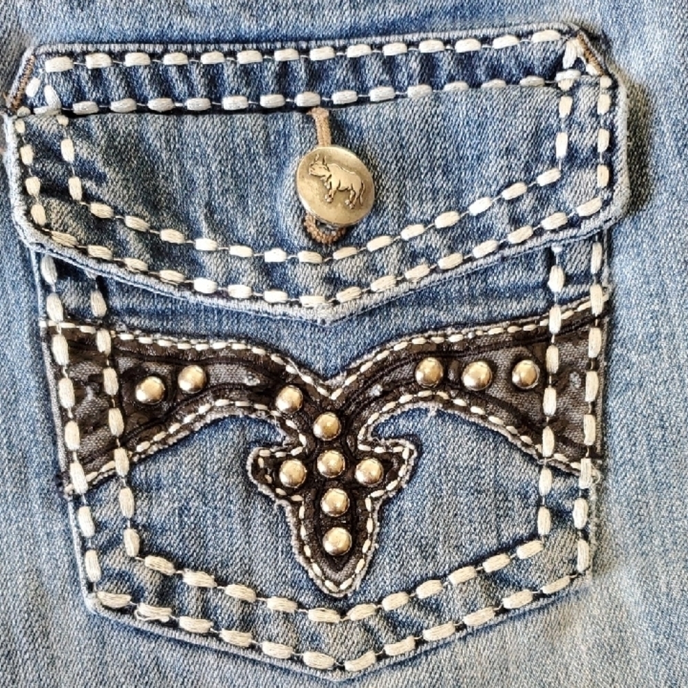 Earl Jeans Blue Denim Shorts with White Accents - Picture 7 of 11